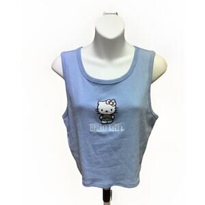 Hello Kitty Womens Baby Tee Womens Size Large Y2K Crop Tank Top Shirt Blue